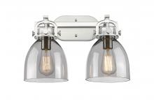 Innovations Lighting 410-2W-SN-G412-7SM - Newton Bell - 2 Light - 17 inch - Satin Nickel - Bath Vanity Light