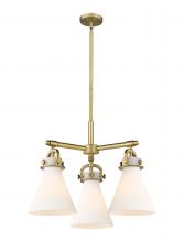 Innovations Lighting 410-3CR-BB-G411-7WH - Newton Cone - 3 Light - 21 inch - Brushed Brass - Pendant