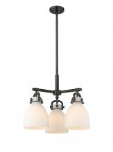 Innovations Lighting 410-3CR-BK-G412-7WH - Newton Bell - 3 Light - 21 inch - Matte Black - Pendant