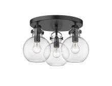 Innovations Lighting 410-3F-BK-G410-7CL - Newton Sphere - 3 Light - 18 inch - Matte Black - Flush Mount