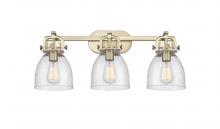 Innovations Lighting 410-3W-BB-G412-7SDY - Newton Bell - 3 Light - 27 inch - Brushed Brass - Bath Vanity Light