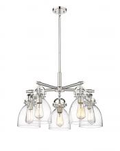 Innovations Lighting 410-5CR-PN-G412-7CL - Newton Bell - 5 Light - 26 inch - Polished Nickel - Chandelier