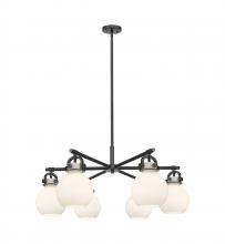 Innovations Lighting 410-6CR-BK-G410-7WH - Newton Sphere - 6 Light - 26 inch - Matte Black - Chandelier