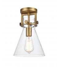 Innovations Lighting 411-1F-BB-G411-8CL - Newton Cone - 1 Light - 8 inch - Brushed Brass - Flush Mount