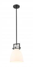 Innovations Lighting 411-1SS-BK-G412-8WH - Newton Bell - 1 Light - 8 inch - Matte Black - Mini Pendant