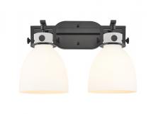 Innovations Lighting 411-2W-BK-G412-7WH - Newton Bell - 2 Light - 17 inch - Matte Black - Bath Vanity Light