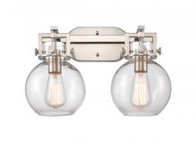 Innovations Lighting 411-2W-SN-G410-7CL - Newton Sphere - 2 Light - 17 inch - Satin Nickel - Bath Vanity Light