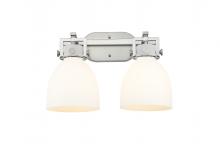 Innovations Lighting 411-2W-SN-G412-7WH - Newton Bell - 2 Light - 17 inch - Satin Nickel - Bath Vanity Light