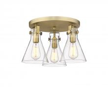 Innovations Lighting 411-3F-BB-G411-7CL - Newton Cone - 3 Light - 18 inch - Brushed Brass - Flush Mount