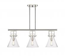 Innovations Lighting 411-3I-PN-G411-10CL - Newton Cone - 3 Light - 42 inch - Polished Nickel - Island Light