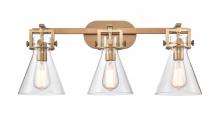 Innovations Lighting 411-3W-BB-G411-7CL - Newton Cone - 3 Light - 27 inch - Brushed Brass - Bath Vanity Light