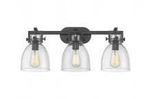 Innovations Lighting 411-3W-BK-G412-7SDY - Newton Bell - 3 Light - 27 inch - Matte Black - Bath Vanity Light