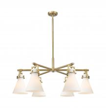 Innovations Lighting 411-6CR-BB-G411-7WH - Newton Cone - 6 Light - 26 inch - Brushed Brass - Chandelier