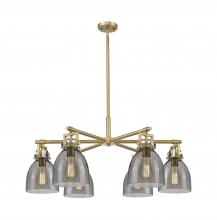 Innovations Lighting 411-6CR-BB-G412-7SM - Newton Bell - 6 Light - 26 inch - Brushed Brass - Chandelier