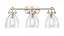 Innovations Lighting 412-3W-SN-7CL - Newton Bell - 3 Light - 27 inch - Brushed Satin Nickel - Bath Vanity Light