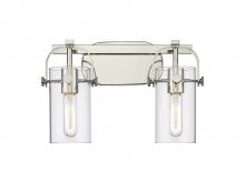 Innovations Lighting 423-2W-PN-G423-7CL - Pilaster II Cylinder - 2 Light - 15 inch - Polished Nickel - Bath Vanity Light