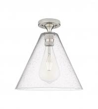 Innovations Lighting 434-1F-SN-GBC-124 - Crown Point - 1 Light - 12 inch - Satin Nickel - Flush Mount