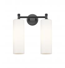 Innovations Lighting 434-2W-BK-G434-12WH - Crown Point - 2 Light - 14 inch - Matte Black - Bath Vanity Light