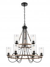 Innovations Lighting 442-9CR-BK-CL-LED - Paladin - 9 Light - 32 inch - Matte Black - Chain Hung - Chandelier