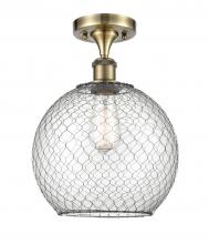 Innovations Lighting 516-1C-AB-G122-10CBK - Farmhouse Chicken Wire - 1 Light - 10 inch - Antique Brass - Semi-Flush Mount