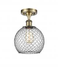 Innovations Lighting 516-1C-AB-G122-8CBK - Farmhouse Chicken Wire - 1 Light - 8 inch - Antique Brass - Semi-Flush Mount