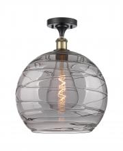 Innovations Lighting 516-1C-BAB-G1213-14SM - Athens Deco Swirl - 1 Light - 14 inch - Black Antique Brass - Semi-Flush Mount