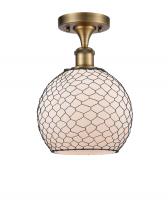 Innovations Lighting 516-1C-BB-G121-8CBK - Farmhouse Chicken Wire - 1 Light - 8 inch - Brushed Brass - Semi-Flush Mount