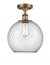 Innovations Lighting 516-1C-BB-G122-10CBK - Farmhouse Chicken Wire - 1 Light - 10 inch - Brushed Brass - Semi-Flush Mount