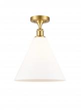 Innovations Lighting 516-1C-SG-GBC-121 - Berkshire - 1 Light - 12 inch - Satin Gold - Semi-Flush Mount