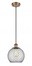 Innovations Lighting 516-1P-BB-G122-8CBK - Farmhouse Chicken Wire - 1 Light - 8 inch - Brushed Brass - Cord hung - Mini Pendant