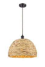 Innovations Lighting 516-1P-OB-RBD-16-NAT - Woven Rattan - 1 Light - 16 inch - Oil Rubbed Bronze - Mini Pendant