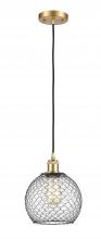 Innovations Lighting 516-1P-SG-G122-8CBK - Farmhouse Chicken Wire - 1 Light - 8 inch - Satin Gold - Cord hung - Mini Pendant