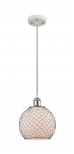 Innovations Lighting 516-1P-WPC-G121-8CBK - Farmhouse Chicken Wire - 1 Light - 8 inch - White Polished Chrome - Cord hung - Mini Pendant