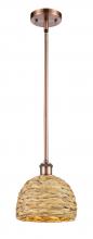 Innovations Lighting 516-1S-AC-RBD-8-NAT - Woven Rattan - 1 Light - 8 inch - Antique Copper - Mini Pendant