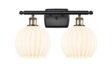 Innovations Lighting 516-2W-BAB-G1217-8WV - White Venetian - 2 Light - 18 inch - Black Antique Brass - Bath Vanity Light