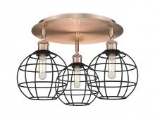 Innovations Lighting 516-3C-AC-CE-8-BK - Lake Placid - 3 Light - 20 inch - Antique Copper - Semi-Flush Mount