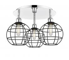 Innovations Lighting 516-3C-PC-CE-8-BK - Lake Placid - 3 Light - 20 inch - Polished Chrome - Semi-Flush Mount