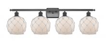 Innovations Lighting 516-4W-BK-G121-8RW - Farmhouse Rope - 4 Light - 38 inch - Matte Black - Bath Vanity Light