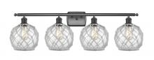 Innovations Lighting 516-4W-BK-G122-8RW - Farmhouse Rope - 4 Light - 38 inch - Matte Black - Bath Vanity Light