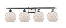 Innovations Lighting 516-4W-SN-G121-8RW - Farmhouse Rope - 4 Light - 38 inch - Brushed Satin Nickel - Bath Vanity Light