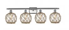 Innovations Lighting 516-4W-SN-G122-8RB - Farmhouse Rope - 4 Light - 38 inch - Brushed Satin Nickel - Bath Vanity Light