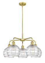 Innovations Lighting 516-5CR-SG-G1213-8CL - Athens Deco Swirl - 5 Light - 27 inch - Satin Gold - Stem hung - Chandelier