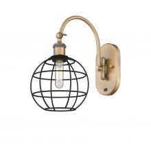Innovations Lighting 518-1W-BB-CE-8-BK - Lake Placid - 1 Light - 8 inch - Brushed Brass - Adjustable Swing Arm