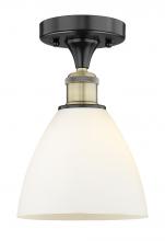 Innovations Lighting 616-1F-BAB-GBD-751 - Bristol - 1 Light - 8 inch - Black Antique Brass - Semi-Flush Mount