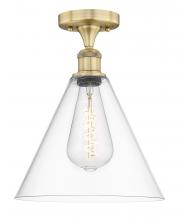 Innovations Lighting 616-1F-BB-GBC-122 - Berkshire - 1 Light - 12 inch - Brushed Brass - Semi-Flush Mount