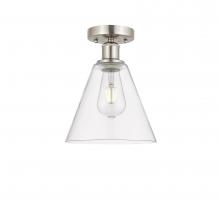 Innovations Lighting 616-1F-SN-GBC-82 - Berkshire - 1 Light - 8 inch - Brushed Satin Nickel - Semi-Flush Mount