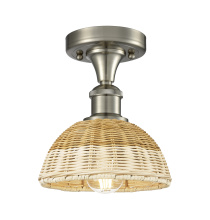 Innovations Lighting 616-1F-SN-NBD2-75-NAT - Bristol Natural II - 1 Light - 8 inch - Brushed Satin Nickel - Semi-Flush Mount