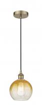 Innovations Lighting 616-1P-AB-G483-8AM - Brookhaven Globe - 1 Light - 8 inch - Antique Brass - Cord hung - Mini Pendant