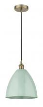 Innovations Lighting 616-1P-AB-MBD-12-SF - Plymouth - 1 Light - 12 inch - Antique Brass - Cord hung - Mini Pendant