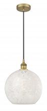 Innovations Lighting 616-1P-BB-G1216-12WM - White Mouchette - 1 Light - 12 inch - Brushed Brass - Cord Hung - Mini Pendant